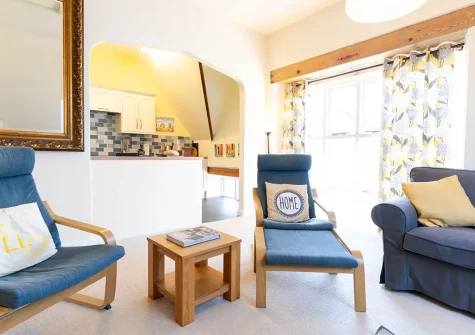 The living area at 3 The Old School House, St Agnes