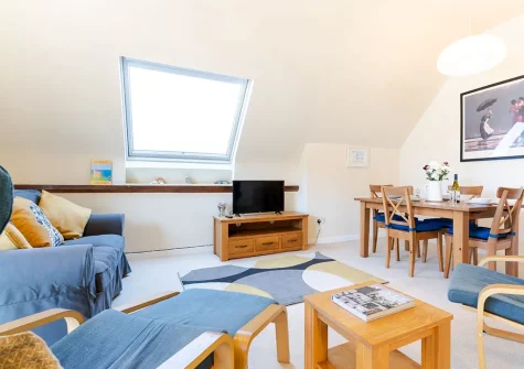 The living area at 3 The Old School House, St Agnes