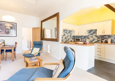 The living area at 3 The Old School House, St Agnes