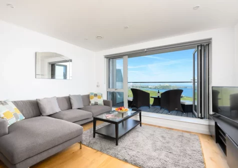 The living area at 32 One Lusty Glaze, Newquay