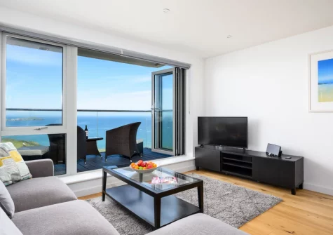 The living area at 32 One Lusty Glaze, Newquay