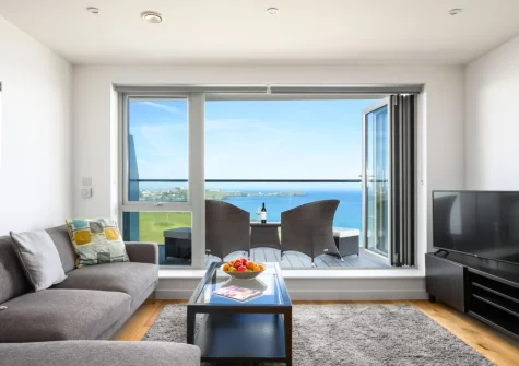 The living area at 32 One Lusty Glaze, Newquay