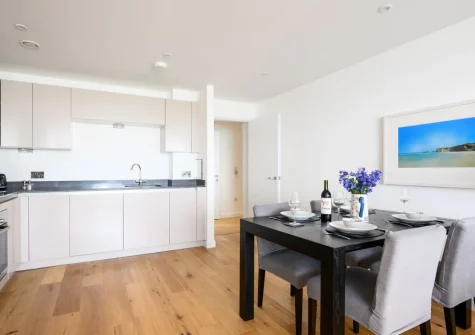 The kitchen & dining area at 32 One Lusty Glaze, Newquay