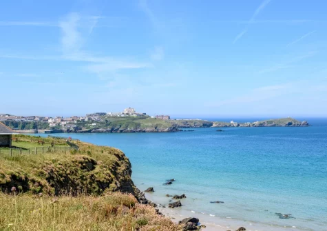 The magnificent sea view from the balcony & outdoor sitting area at 32 One Lusty Glaze, Newquay