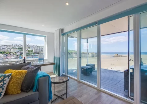 The living area at 34 The Dunes, Perranporth