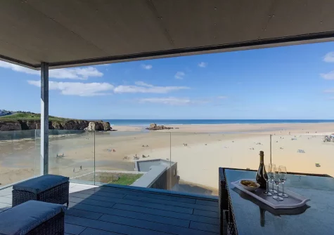 The balcony & alfresco dining area at 34 The Dunes, Perranporth