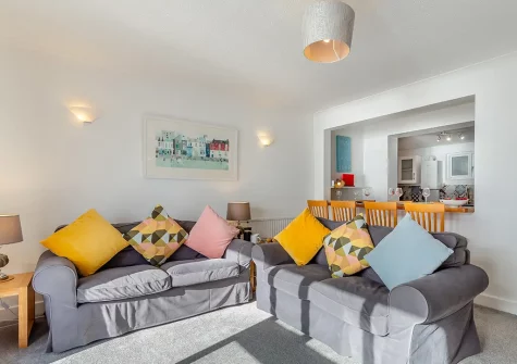 The living area at 4 Admiralty Court, Looe
