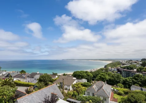 The magnificent sea view from the balcony & outdoor sitting area at 4 Fernhill, Carbis Bay