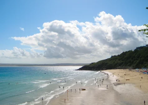Nearby Carbis Bay Beach is known for its golden sands & crystal blue waters