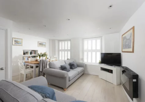 The living area at 4 Quayside, Fowey