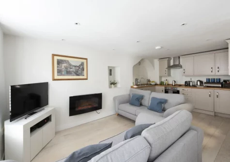 The living area at 4 Quayside, Fowey