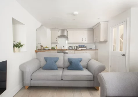 The living area at 4 Quayside, Fowey