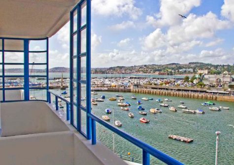The balcony offers spectacular views over the harbour & out to sea