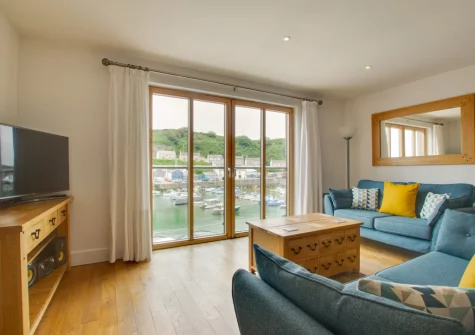 The living area at 4 St Elvans Courtyard, Porthleven