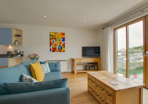 The living area at 4 St Elvans Courtyard, Porthleven