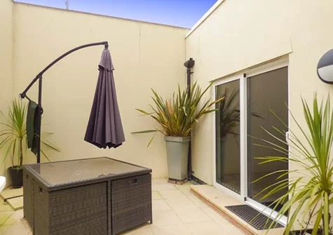 The patio & alfresco dining area at 4 The Beach House, Newquay