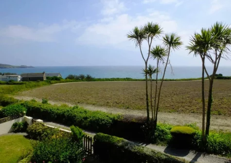 The sea view from bedroom #1 at 4 Withey Cottages, Perranuthnoe