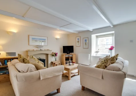 The living room at 41 Back Road West, St Ives