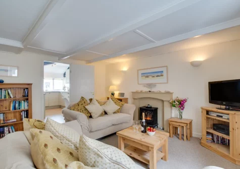 The living room at 41 Back Road West, St Ives