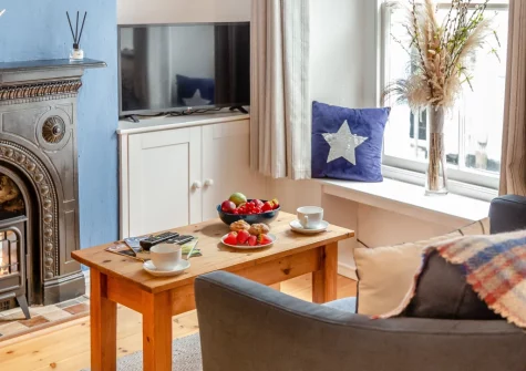 The living area at 45 North Street, Fowey