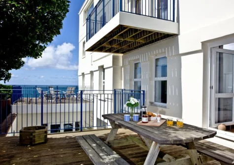 The terrace & alfresco dining areaa at 5 Devon Beach Court, Woolacombe