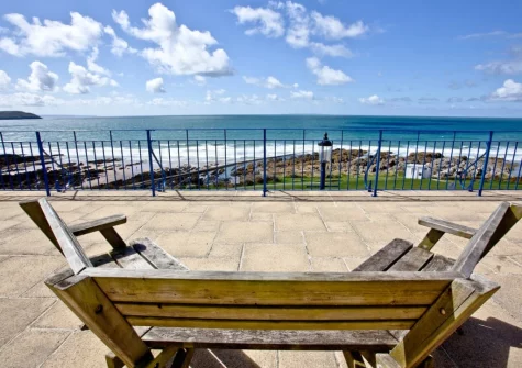 The shared terrace & outdoor sitting area at 5 Devon Beach Court, Woolacombe