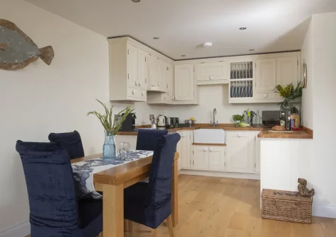 The dining area at 5 Sandy Lane Apartments, Carbis Bay