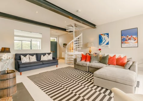 The living room at 51 Esplanade, Fowey