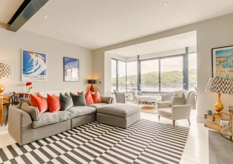 The living room at 51 Esplanade, Fowey