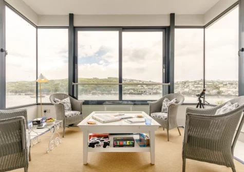 The living room at 51 Esplanade, Fowey