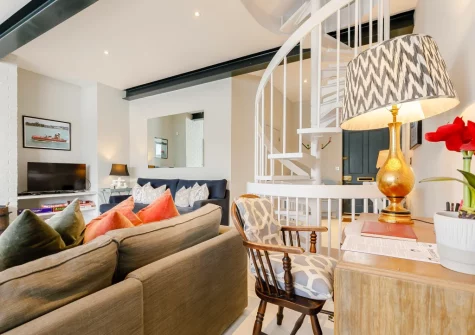 The living room at 51 Esplanade, Fowey