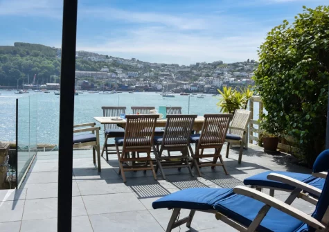 The patio terrace, outdoor sitting & alfresco dining area at 51 Esplanade, Fowey