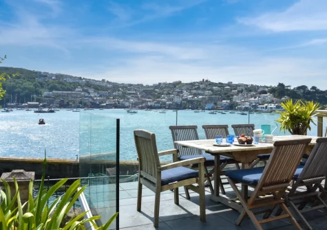 The patio terrace & alfresco dining area at 51 Esplanade, Fowey