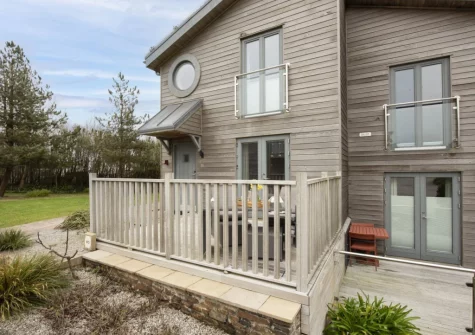 The decked terrace & alfresco dining area at 55 Una, St Ives