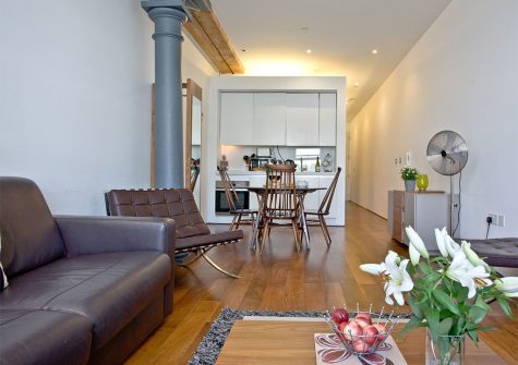 The living area at 6 Mills Bakery, Royal William Yard, Plymouth