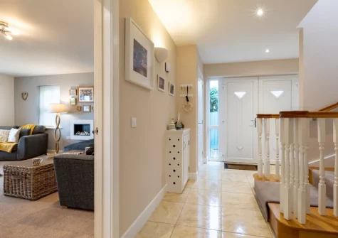 The entrance hallway & stairs up to the first floor at 8 Ocean View, Polruan