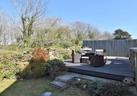 rear garden, decked patio, barbecue & alfresco dining area