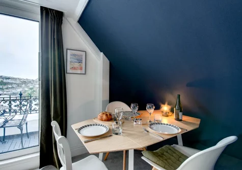 The dining area at No 8 St Catherine's Court, Fowey