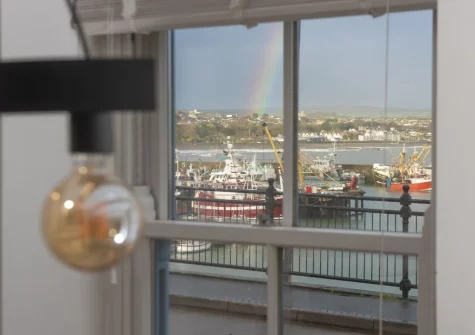 The harbour view from the dining area at 80 Fore Street, Newlyn