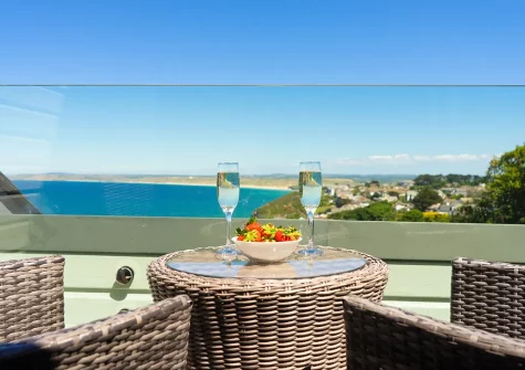 Enjoy breathtaking sea views from the balcony at 9 Fernhill Penthouse, Carbis Bay