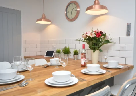 The kitchen & breakfast bar dining area at A Rare Old Station, Appledore