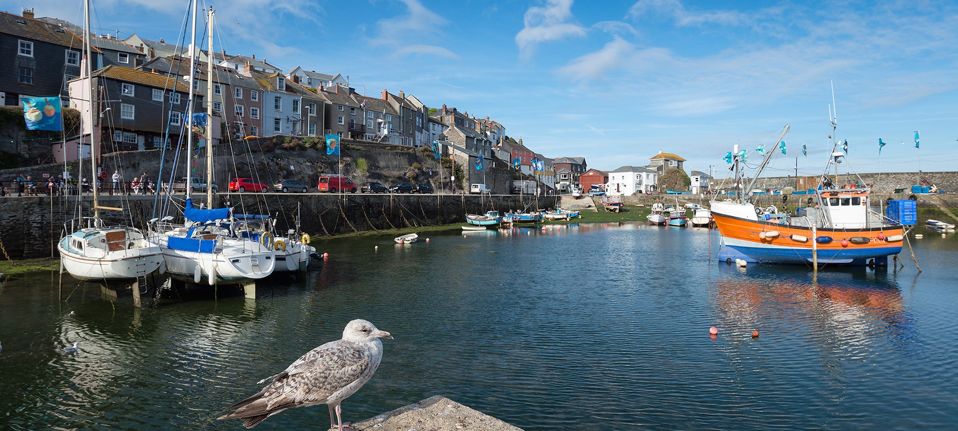 The inner and outer harbours at Mevagissey are always filled with working and pleasure craft including a small fishing fleet and popular fishing tour boats. Stroll around the shops and restaurants or enjoy an ice cream and fish and chips on the harbour wall.