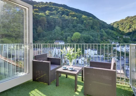 The balcony & outdoor sitting area at Aberlyn, Lynmouth