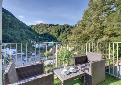 The balcony & outdoor sitting area at Aberlyn, Lynmouth