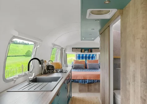 The kitchen at Airstream, Devon Heaven Hideaways, Kenn