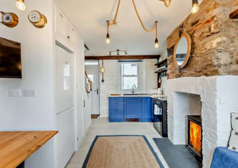 The living / dining area & kitchen at Albatross Cottage, Looe