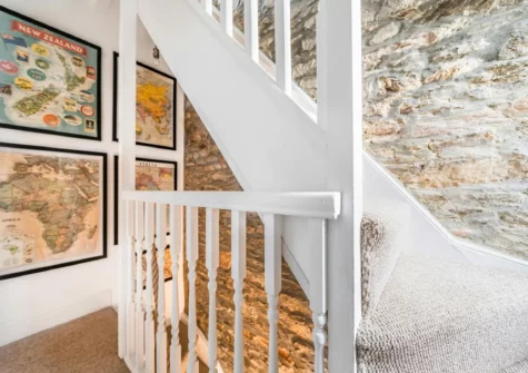 The first floor landing & stairs up to the second floor at Albatross Cottage, Looe