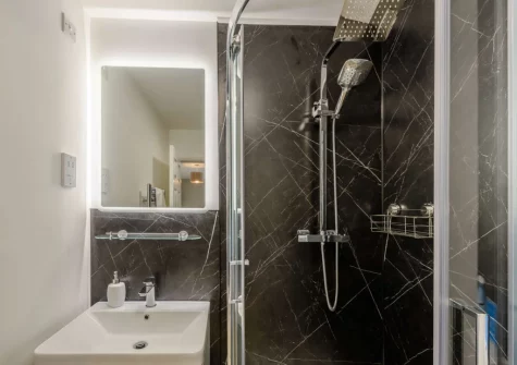 Bedroom #1 en-suite shower room at Alminstone House, Woolsery