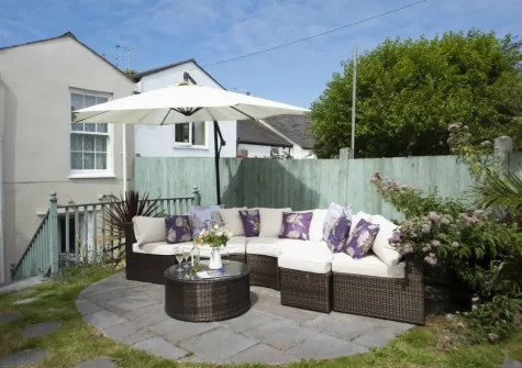 The garden & outdoor sitting area at Almond Cottage, Hayle