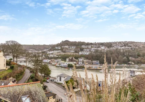 The river view from the decked terrace & alfresco dining area at Alvaston, Looe